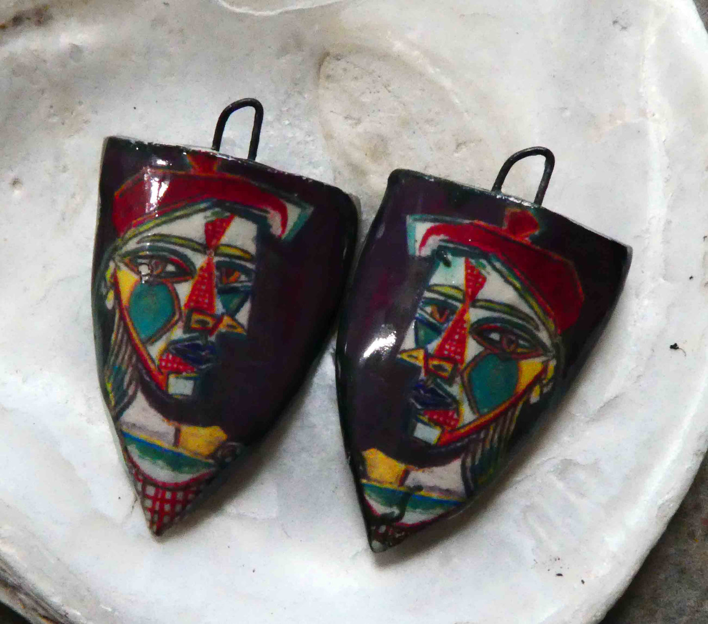 Ceramic Picasso Shield Earring Charms #5