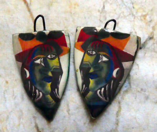 Ceramic Picasso Shield Earring Charms #6