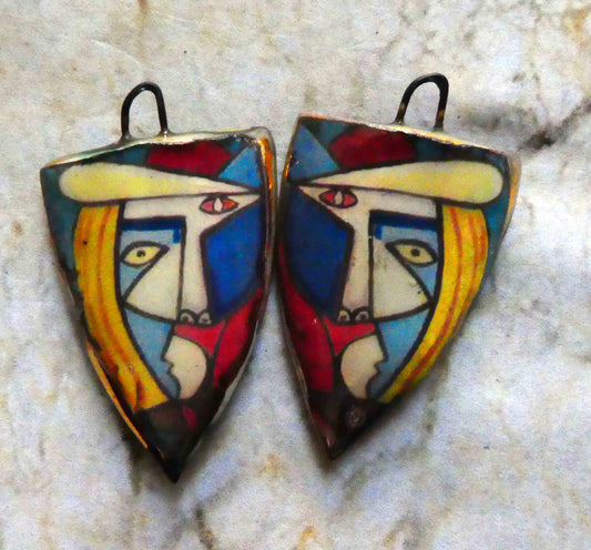 Ceramic Picasso Shield Earring Charms #7