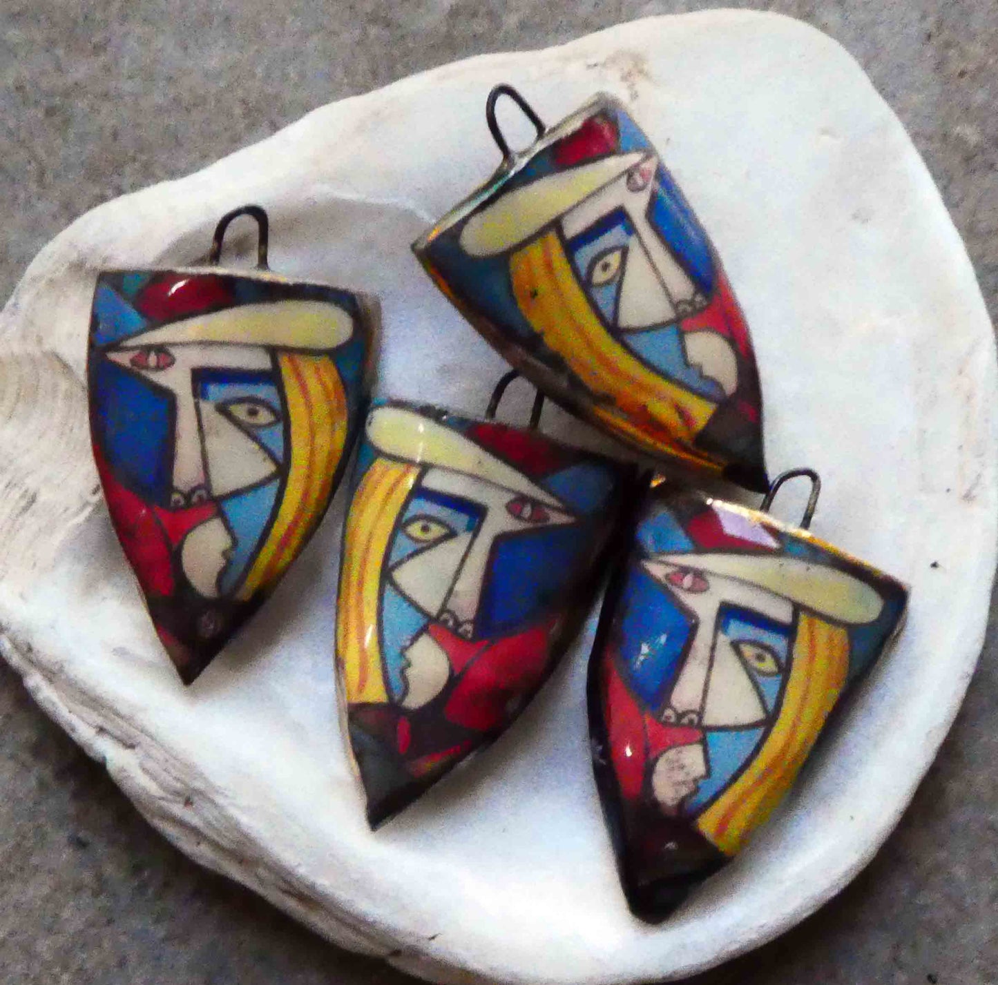 Ceramic Picasso Shield Earring Charms #7