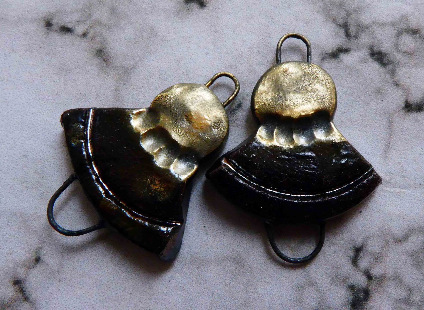 Ceramic Art Deco Inspired  Earring Connectors - Reflecting