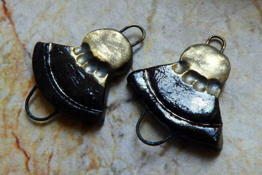 Ceramic Art Deco Inspired  Earring Connectors - Reflecting