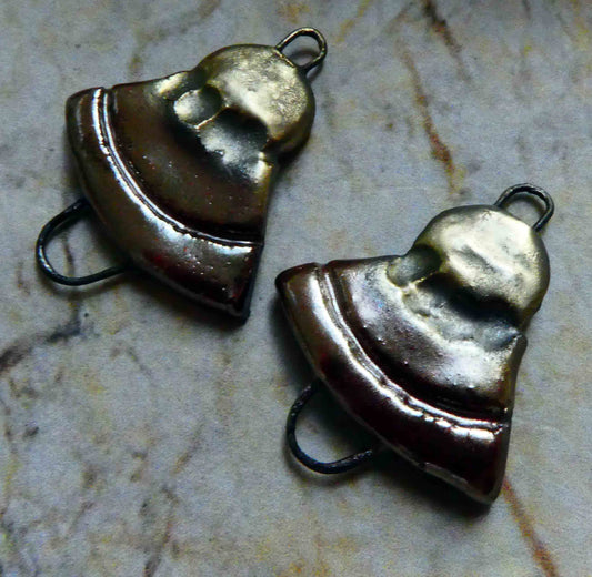 Ceramic Art Deco Inspired  Earring Connectors -Baroque