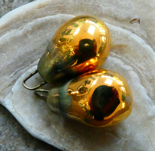 Ceramic  Drops Earring Charms -Gold Lustre
