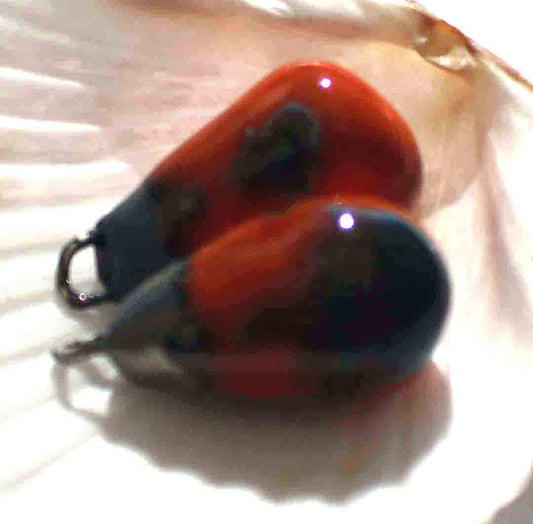 Ceramic Drops Earring Charms - Vermillion Sunburst