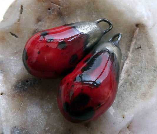 Ceramic Drops Earring Charms - Ladybug