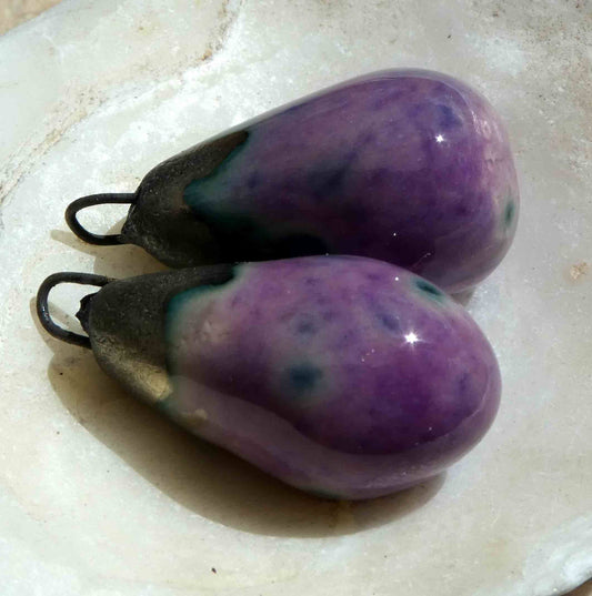 Ceramic Drops Earring Charms -Grapel