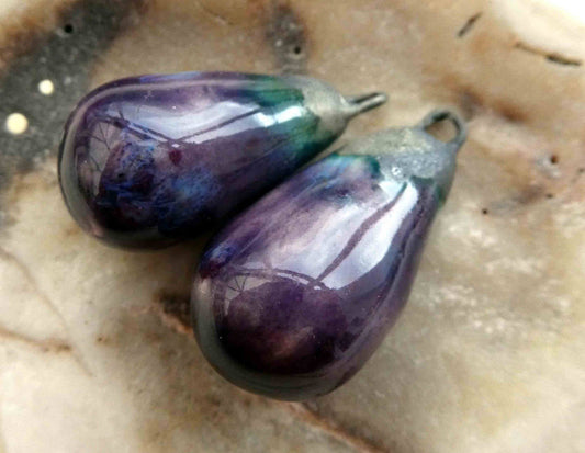 Ceramic Drops Earring Charms - Grape Splash