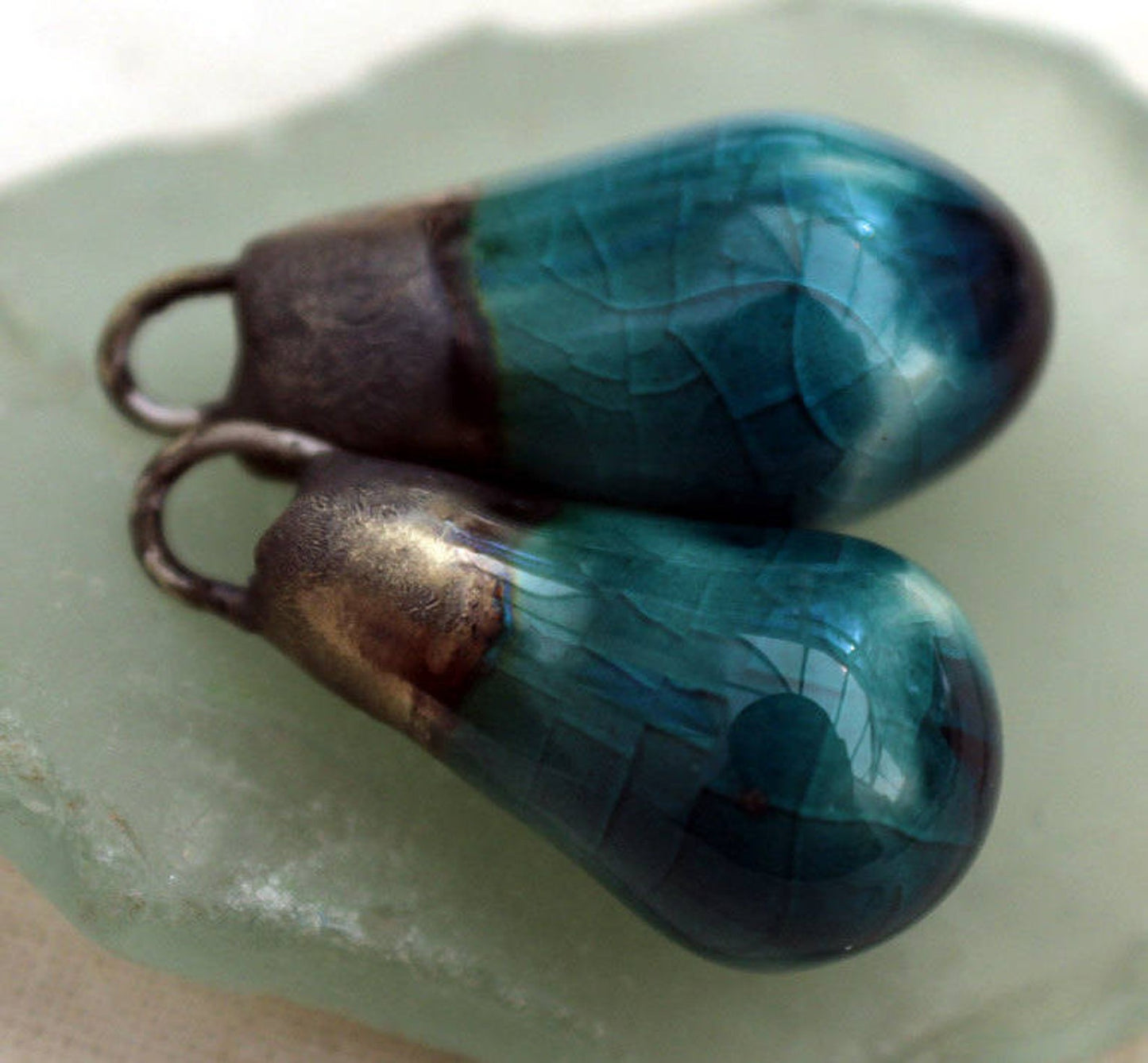 Ceramic Drops Earring Charms - Oriental Blue