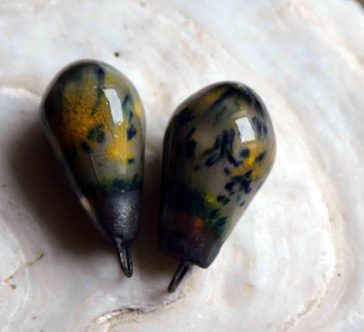 Ceramic Bronzy Drops Earring Charms - Fireflies