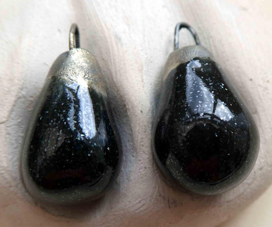 Ceramic Drops Earring Charms - Black Diamond