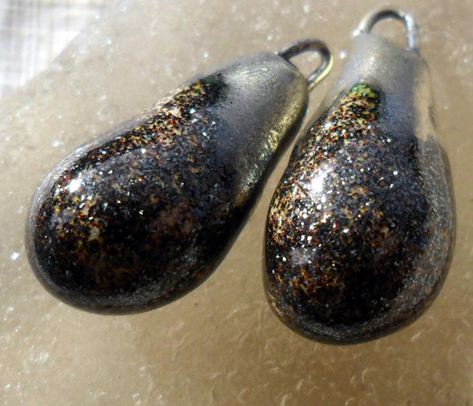 Ceramic Drops Earring Charms -Hematite