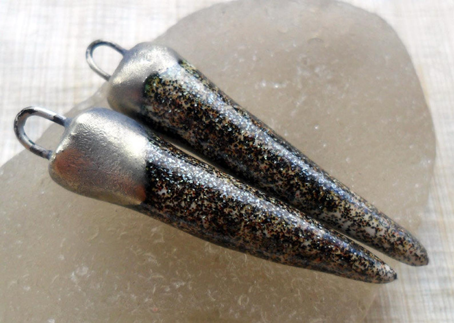 Ceramic Bronzy Spike Earring Charms - Hematite