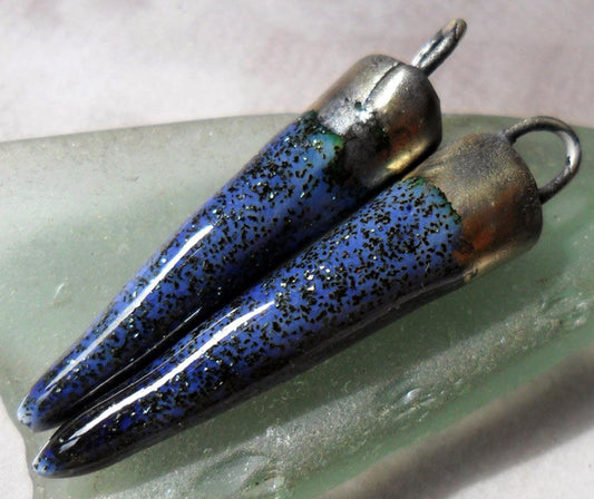 Ceramic Bronzy Spike Earring Charms - Sapphire Shimmer