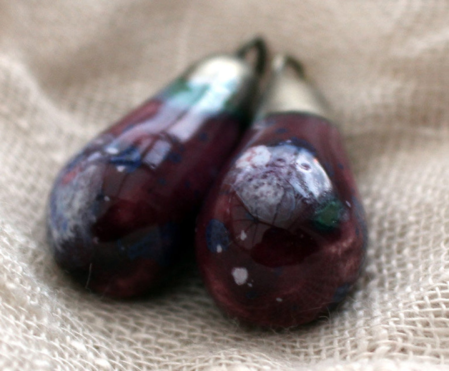 Ceramic Drops Earring Charms -Plum Jelly