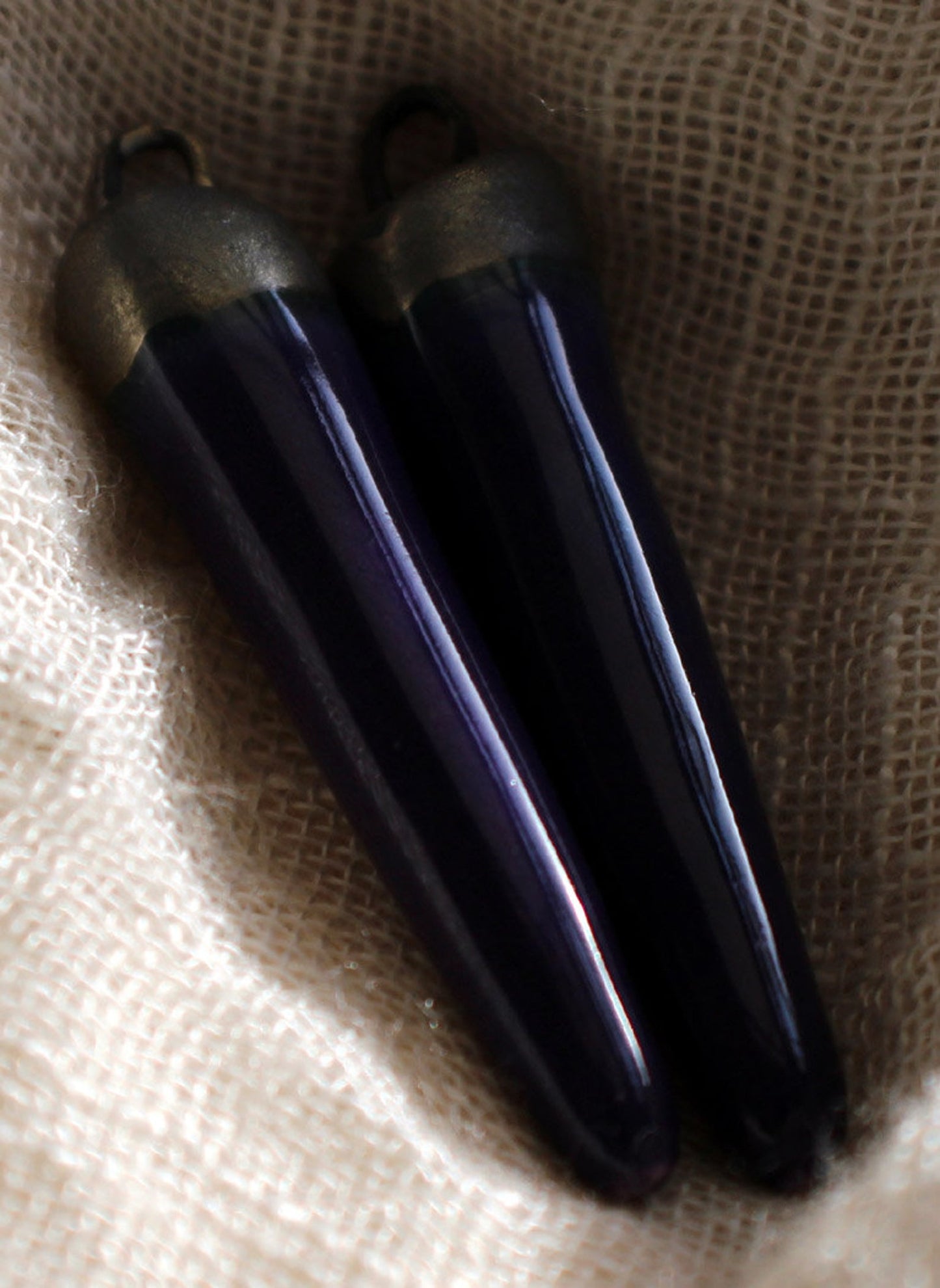 Ceramic Spikes Earring Charms -Dark Purple