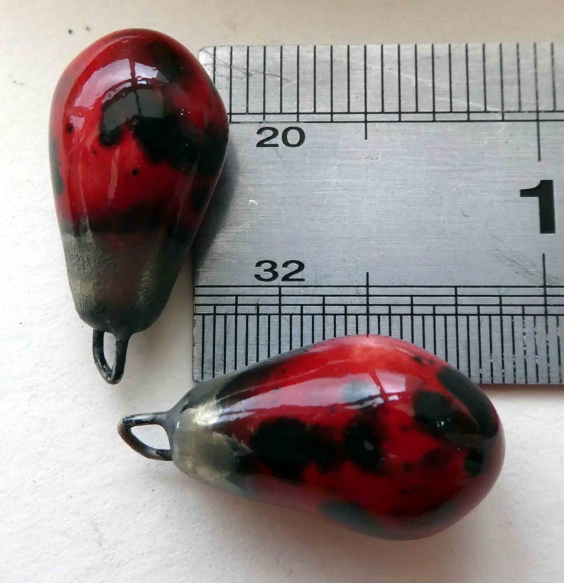 Ceramic Drops Earring Charms - Ladybug