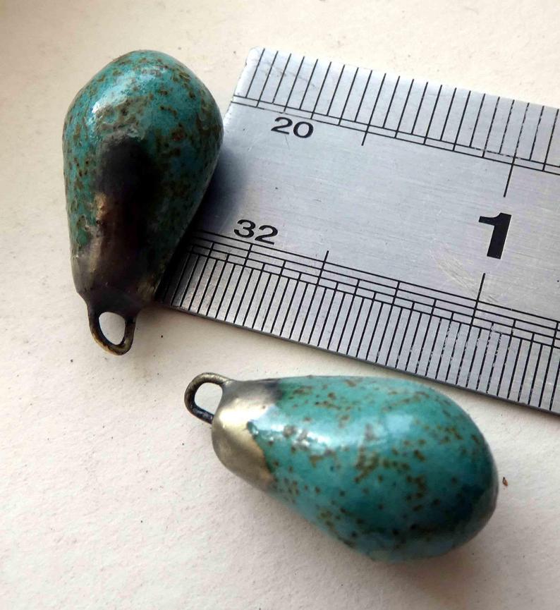 Ceramic Drops Earring Charms -Green Sandstone