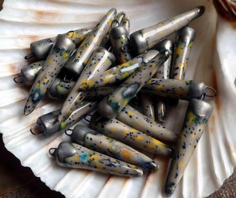 Ceramic Spikes Earring Charms -Fireflies