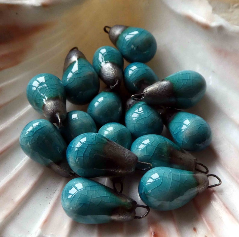 Ceramic Drops Earring Charms - Oriental Blue