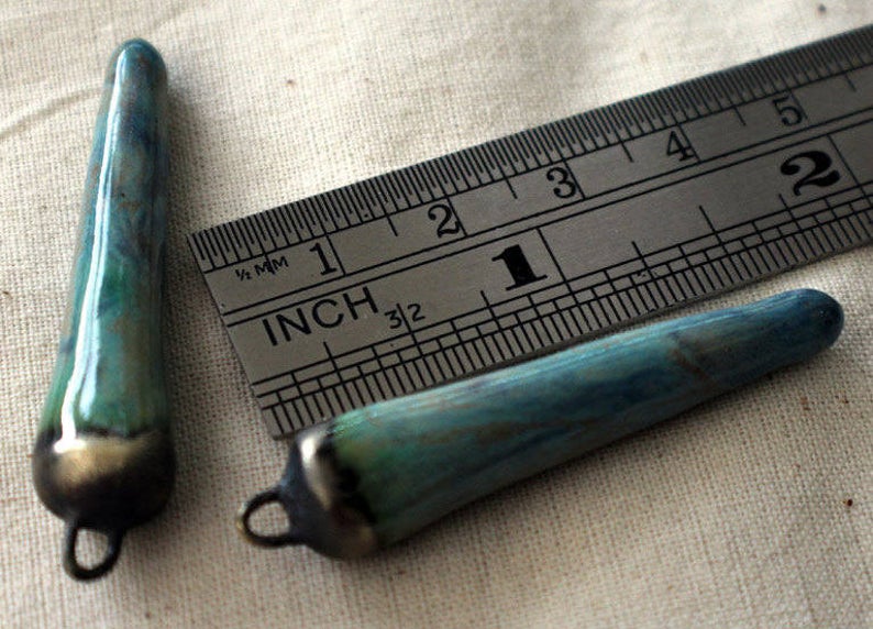 Ceramic Spikes Earring Charms -Blue Agate