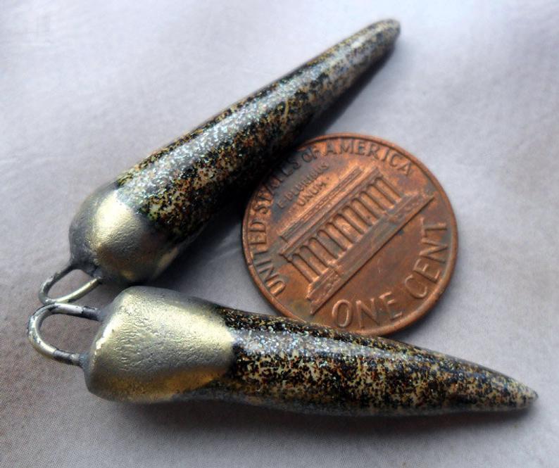 Ceramic Bronzy Spike Earring Charms - Hematite