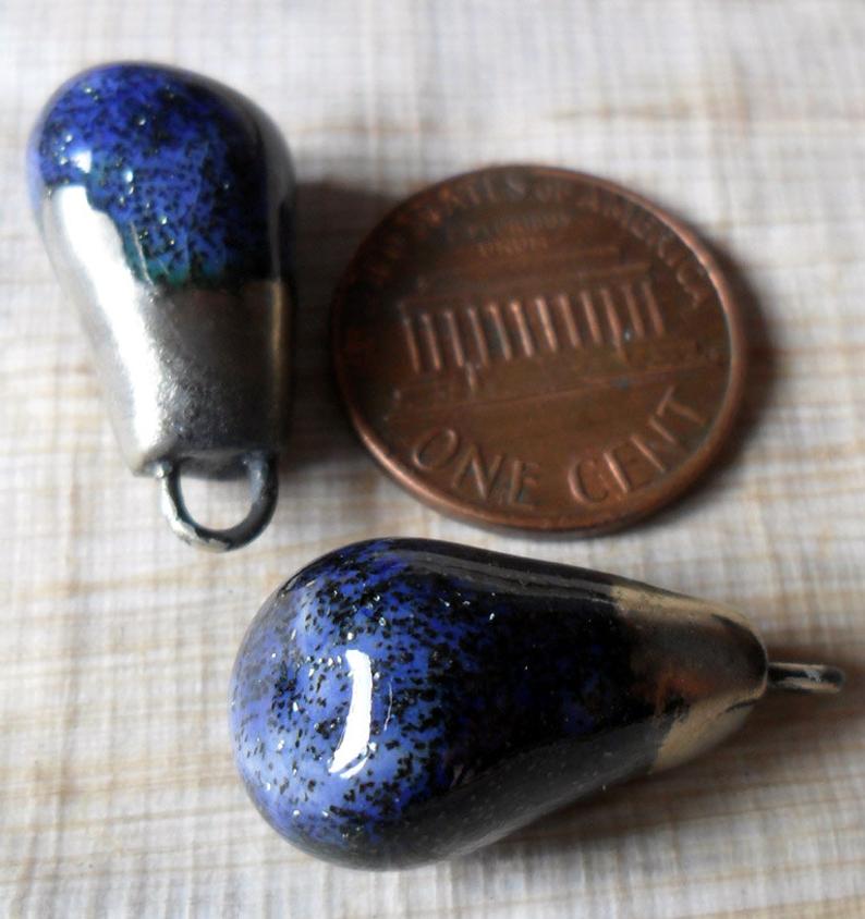 Ceramic Drops Earing Charms -Sapphire Shimmer