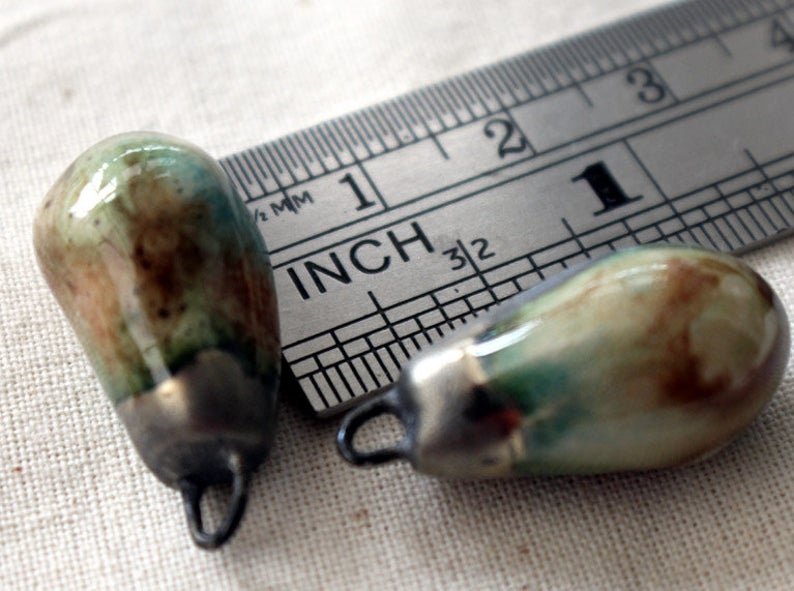 Ceramic Drops Earring Charms - Mocha Marble