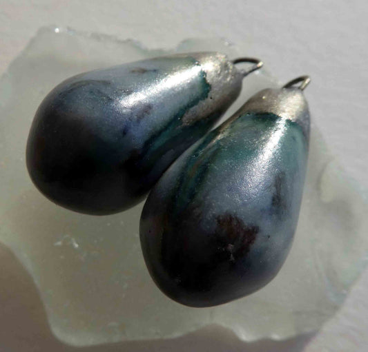 Ceramic Bronzy Droplet Earring Charms Dove Grey