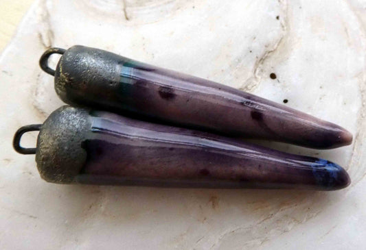 Ceramic Spikes Earring Charms -Grape Splash