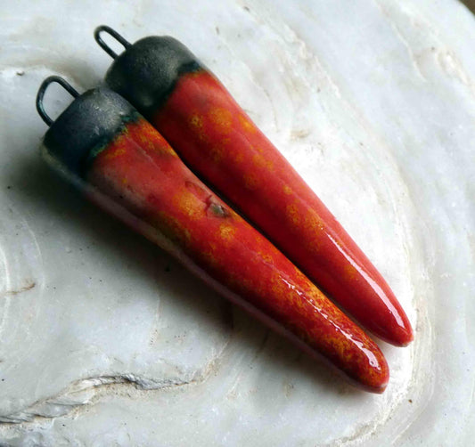 Ceramic Bronzy Spike Earring Charms -Fruit Punch