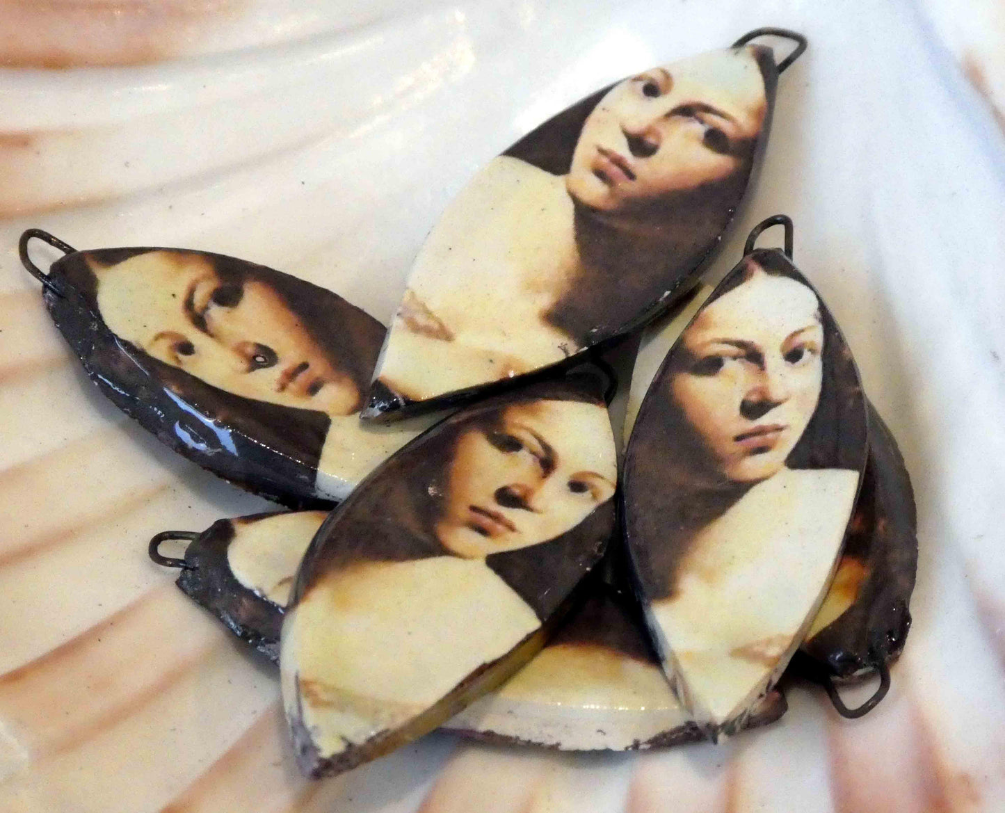 Ceramic Caravaggio Decal Drops Earring Charms #1