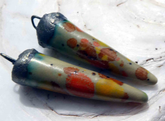 Ceramic Spike Earring Charms - Sand Petal