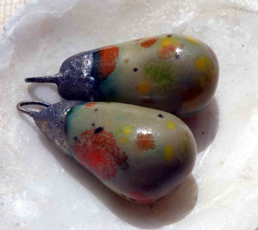 Ceramic Drops Earring Charms - Sand Petal