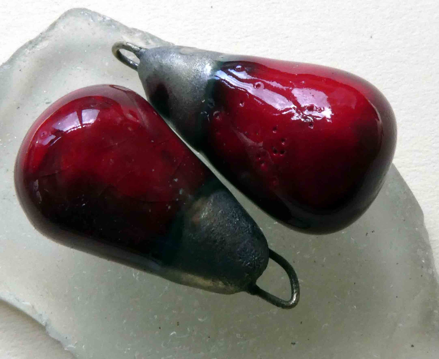 Ceramic Drops Earring Charms - Deep Red