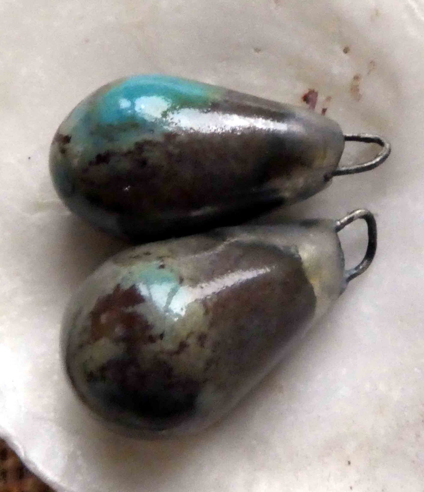 Ceramic Drops Earring Charms - Teal Drop