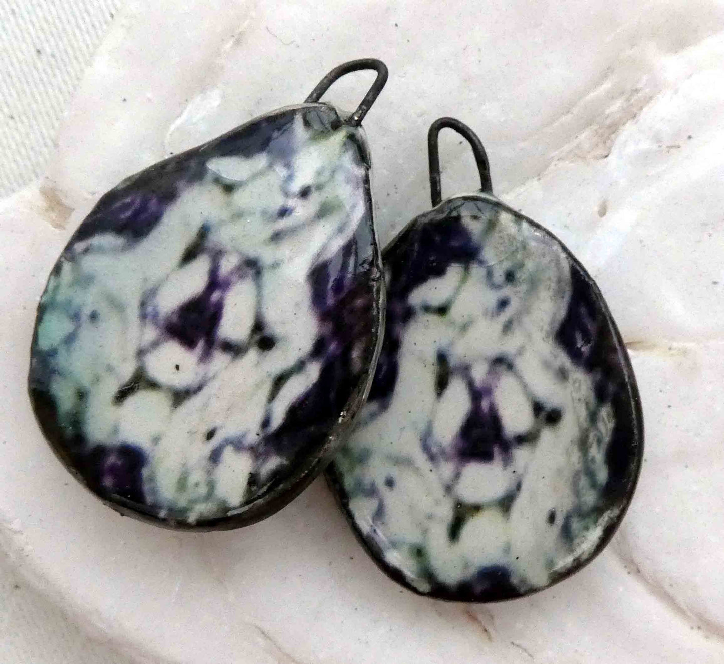 Ceramic Mandala Slice Decal Earring Charms #22