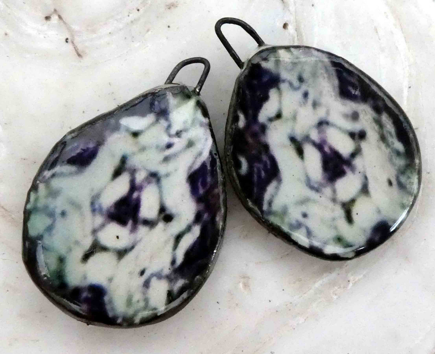 Ceramic Mandala Slice Decal Earring Charms #22