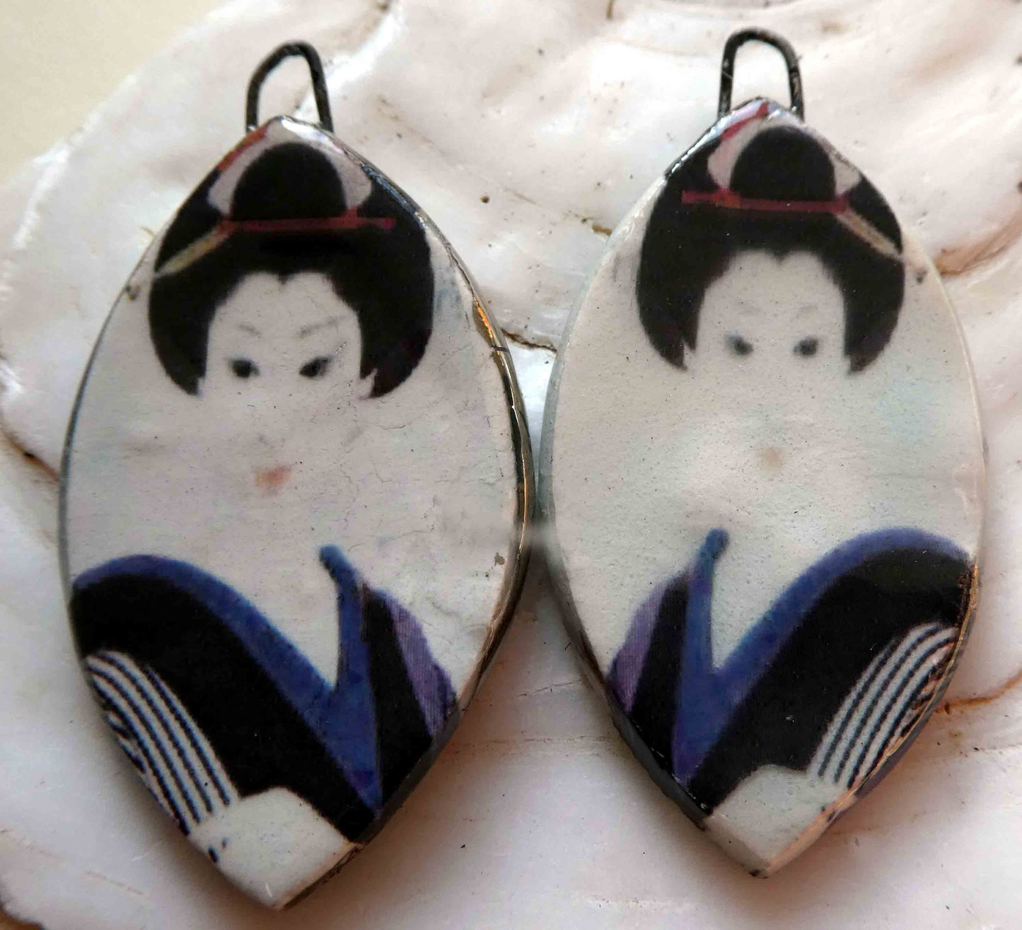 Ceramic Decal Earring Charms -Shimura Droppers#5