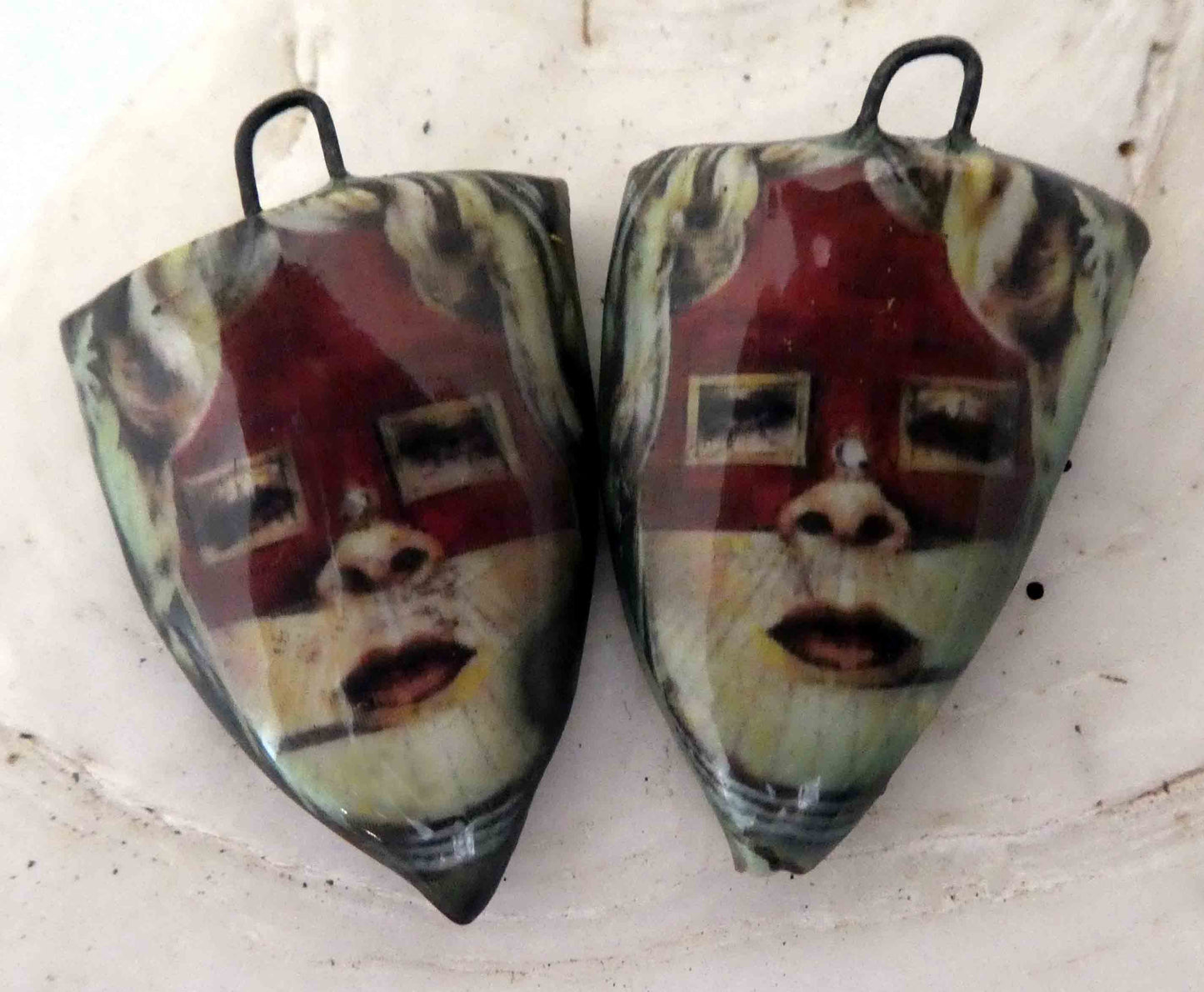 Ceramic Decal Dali Shield Earring Charms