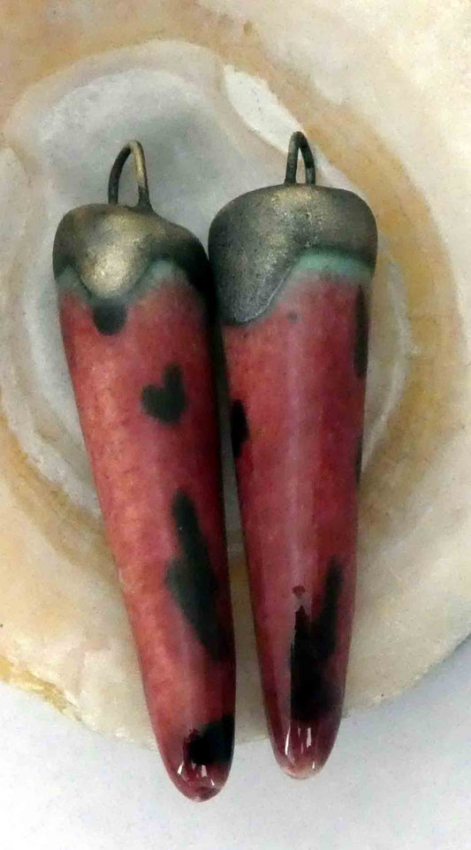 Ceramic Spikes  Earring Charms -Cranberry Frost