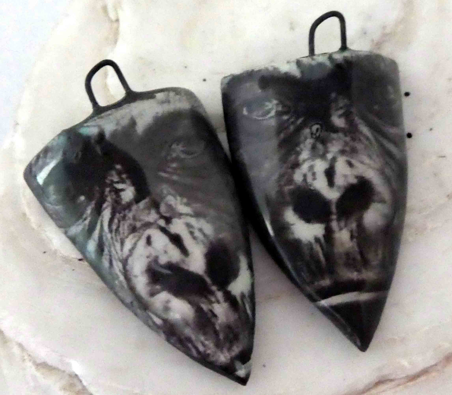 Ceramic Gorilla Face Shield Drops Earring Charms#1