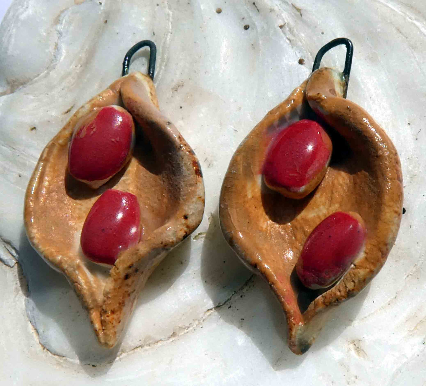 Ceramic Red Bean Pod Earring Charms