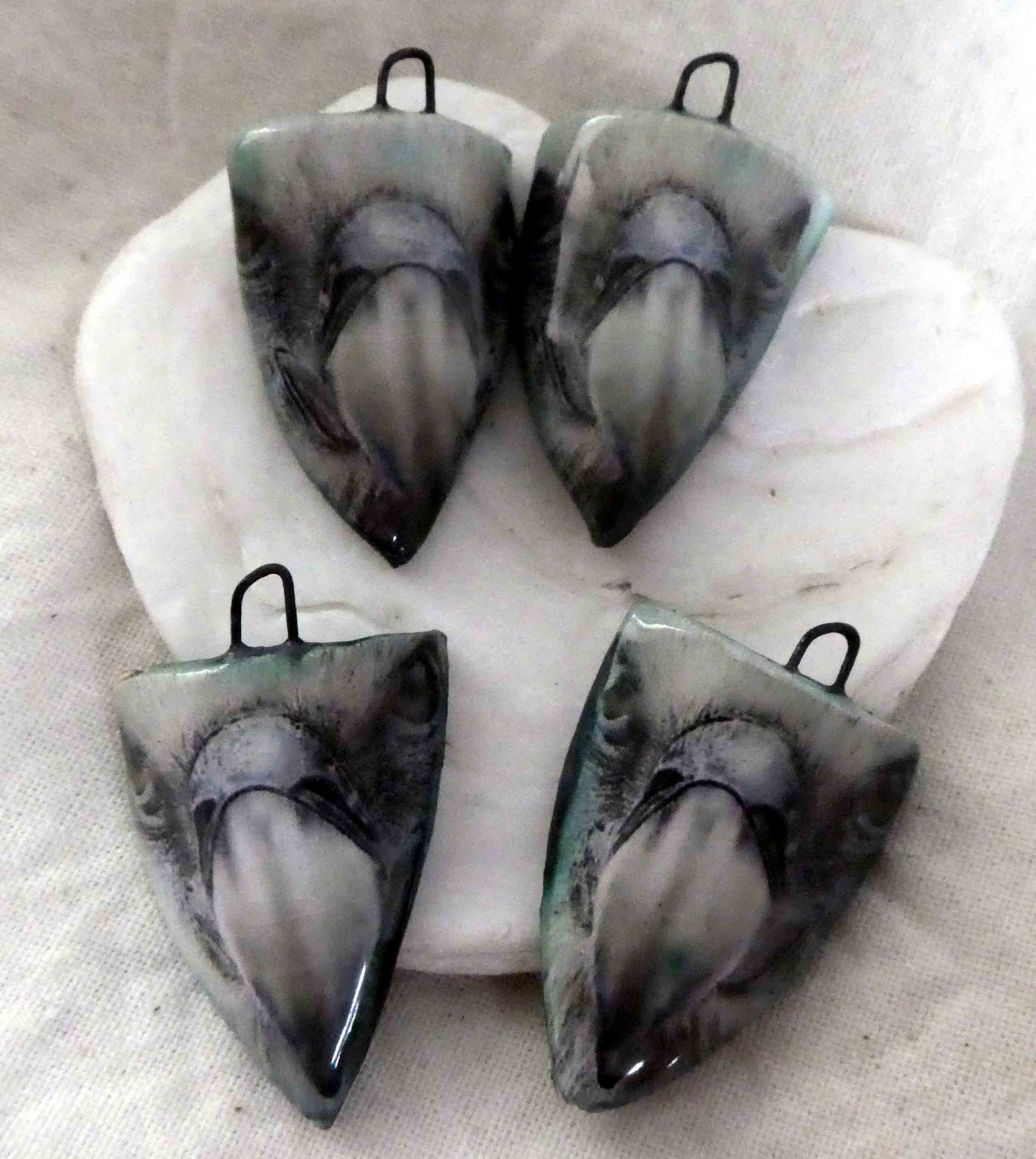 Ceramic Eagle Face Shield Drops Earring Charms