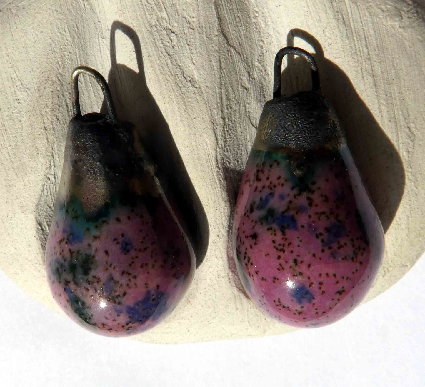 Ceramic Bronzy Droplet Earring Charms- Wild Mauve