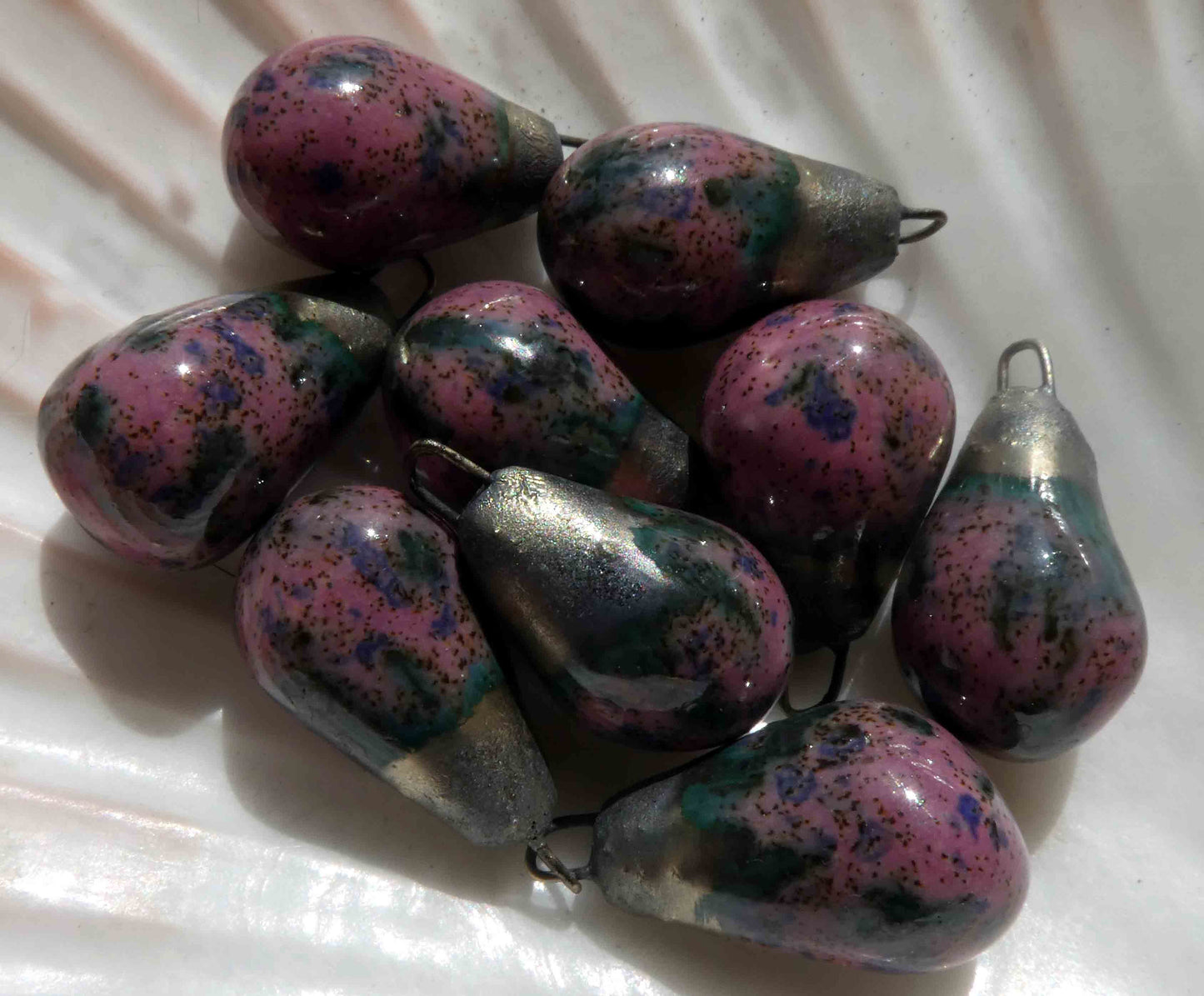 Ceramic Bronzy Droplet Earring Charms- Wild Mauve