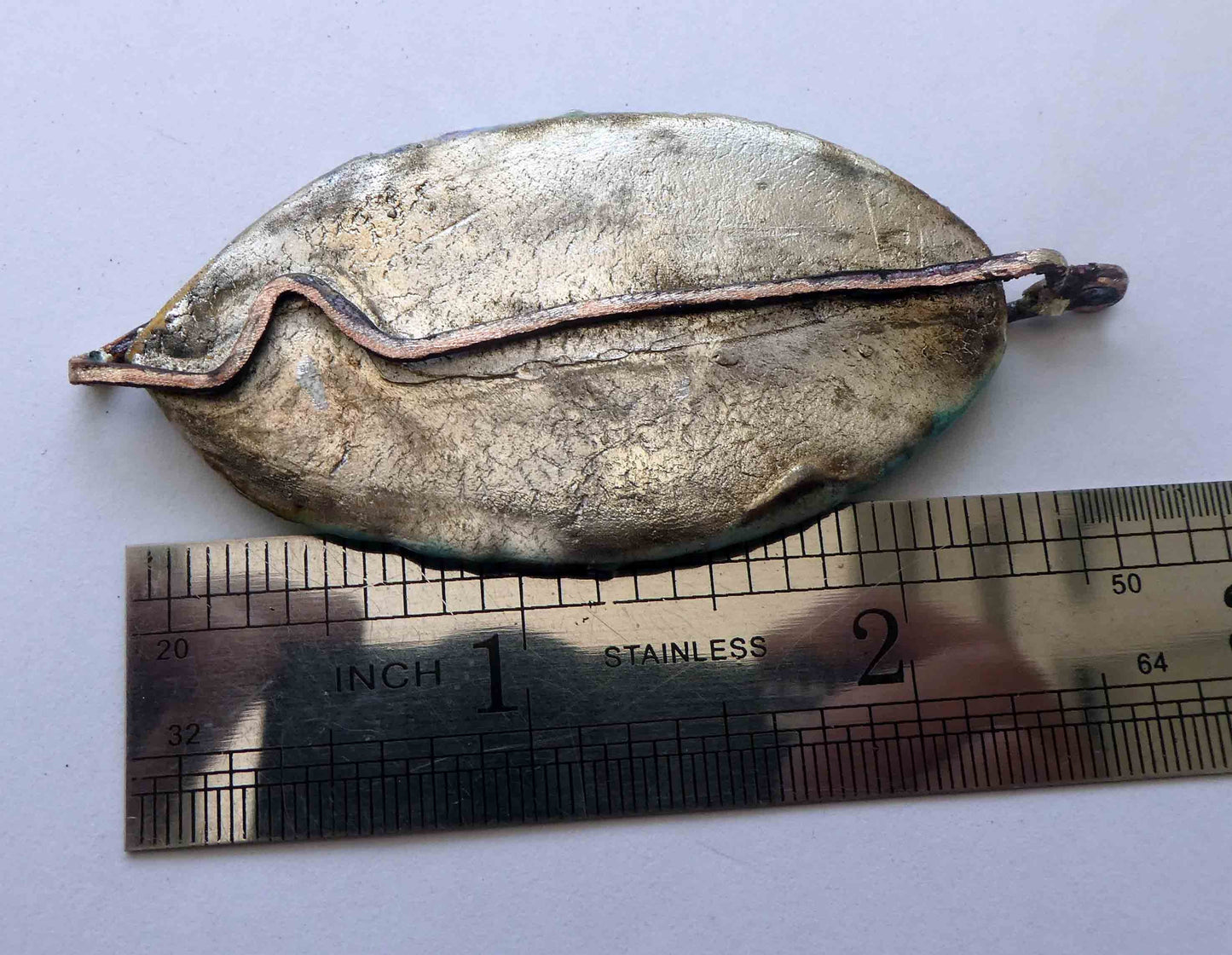 Porcelain Enamel and Silver Caged Pebble Pendant