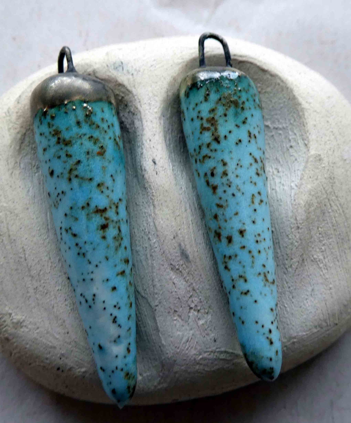 Ceramic Bronzy Spikes Earring Charms - Turquoise Sandstone
