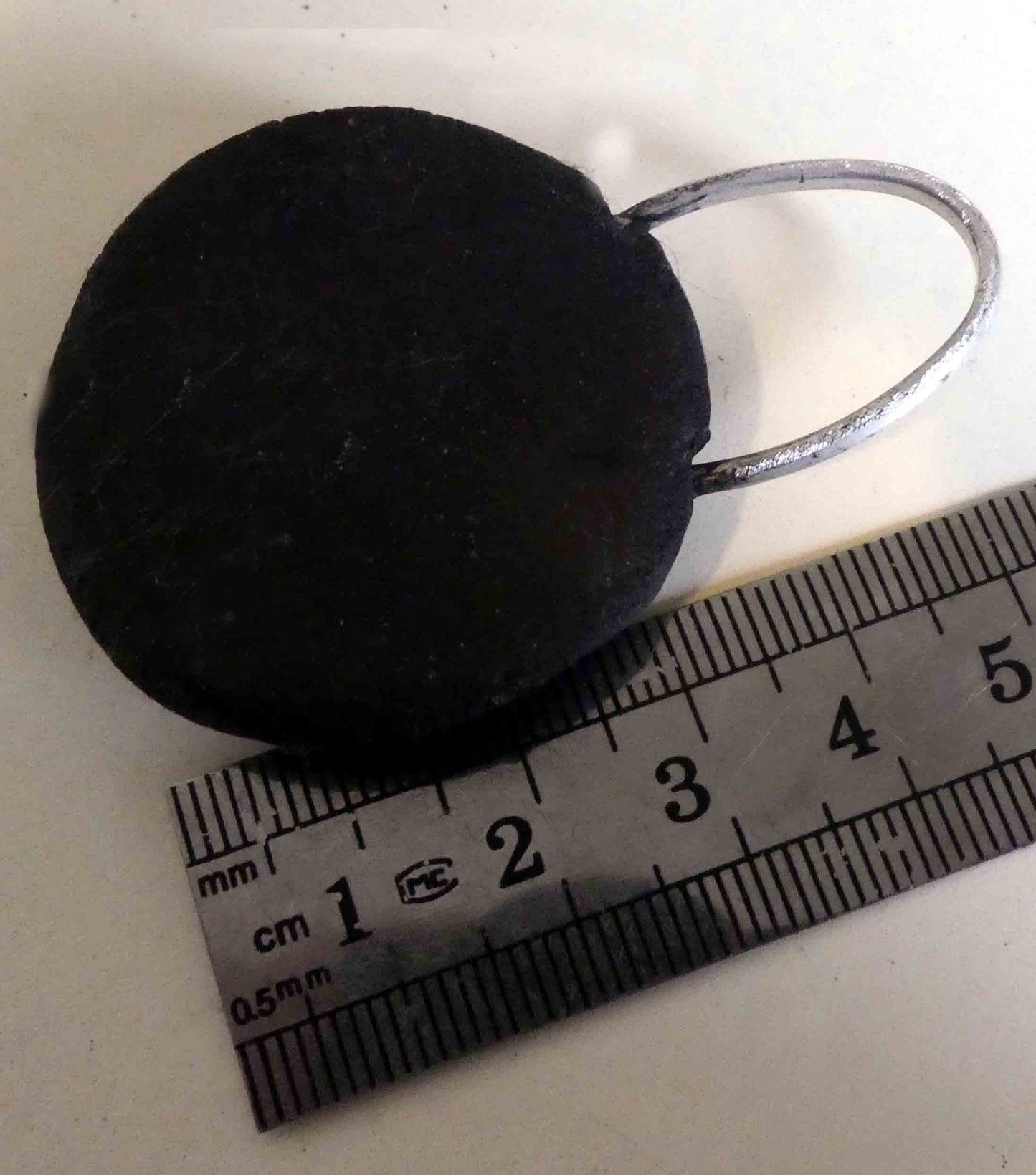 Unisex Black Ceramic and Silver Disc Pendant