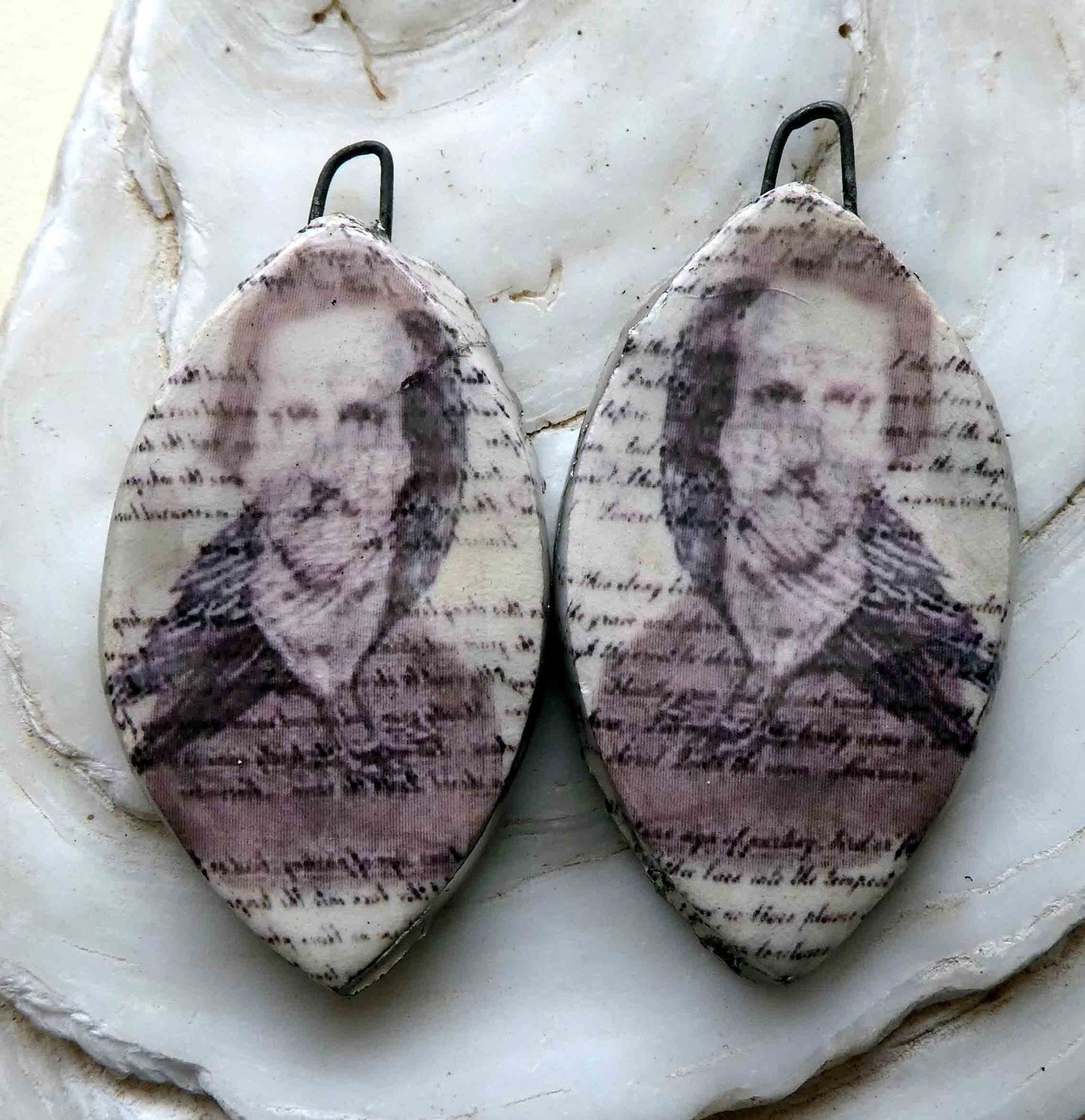 Ceramic Decal Earring Charms -Edgar Allan Poe